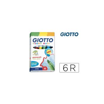 Rotulador Giotto Turbo-maxi Caja De 6 Colores Lavables Con Punta Bloqueada 10 Unidades