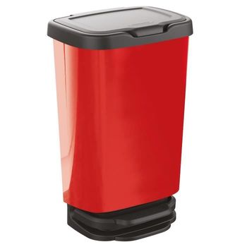 Papelera De Pedal M-home Jive - 40 L - Efecto Metal - Rojo