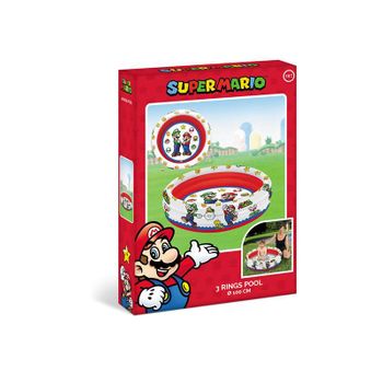Mondo Toys-super Mario | 3 Rings Pool-piscina Hinchable Para Niños, 3 Anillas, Diámetro 100 Cm, Capacidad 84 Litros, 16892, Multicolor