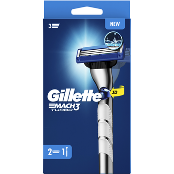 Gillette Mach3 Turbo Maquinilla De Afeitar + 2 Recambios