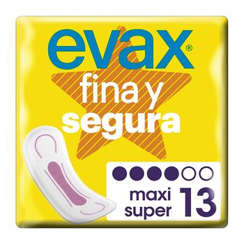 Compresas Maxi Sin Alas Fina & Segura Evax (13 Uds)