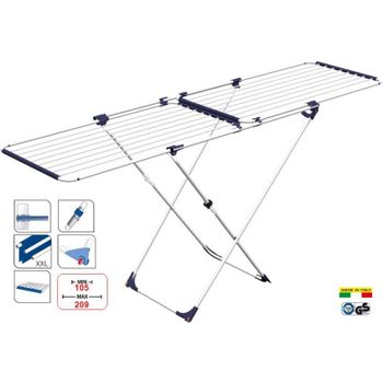 Tendedero Suelo Extensible Con Ruedas 105-209cm/22mt Acero/aluminio Duo Gimi