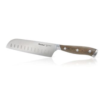 Metaltex Cuchillo Santoku Línea Heritage De Con Mango De Madera Y Hoja Enteriza De 12.5 Cm