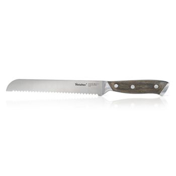 Metaltex Cuchillo Pan Línea Heritage De Con Mango De Madera Y Hoja Enteriza De 20 Cm