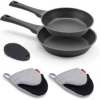 Set Juego 3 Sartenes Inducción 20-24-28cm Aluminio, Antiadherente Piedra  Ecológico Sin Pfoa Negro Wecook Khalma con Ofertas en Carrefour