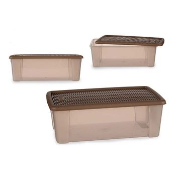 Caja Con Tapa Elegance Beige Plástico (19,5 X 11,5 X 33 Cm)