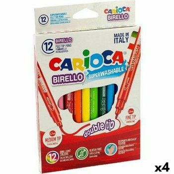 Set De Rotuladores Carioca Birello 12 Piezas Multicolor Doble Punta (12 Piezas) (4 Unidades)