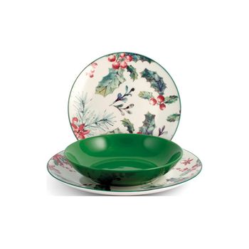 Vajilla 18 Pzas Porcelana Navidad Marca Non