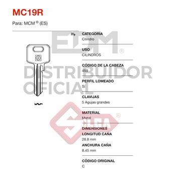 Llave Silca Laton Mc19r