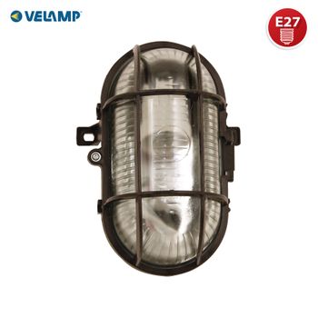 Aplique Oval De Plástico + Vidrio E27 Max 60w - Negro