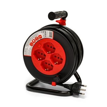 Carrete Eléctrico Estándar Italiano, 4 Enchufes, Cable H05vv-f3g1.5mm2, 15m, Ce