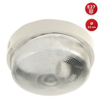 Bigbob: Aplique Redondo 22cm De Plástico + Vidrio E27 Max 60w - Blanco