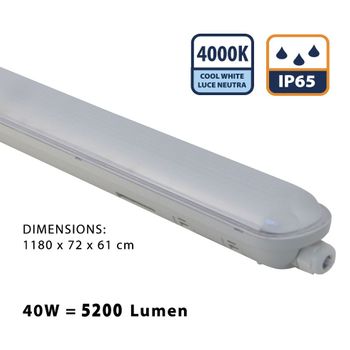 Ecopower: Luz De Techo Led Resistente Al Agua, 120 Cm, 5200lm Lm, Extensible