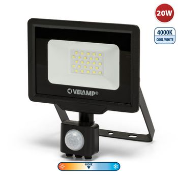 Padlight5, Proyector Led Smd 20w Ip44, Negro 4000k. Con Ir