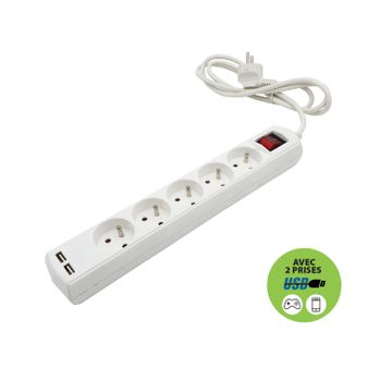 Chacon Bloque De Enchufes Múltiples Con Interruptor 3 Tomas De 16 A Y 2  Salidas Usb De 2 A con Ofertas en Carrefour