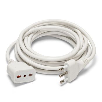 Extensión Italiana 10mt 16a Enchufe Y Toma 10 / 16a, Cable Blanco 3g1mm²