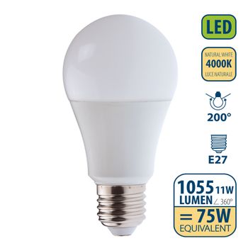 Bombilla Led Smd, Estándar A60, 11w / 1055lm, Base E27, 4000k