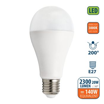 Bombilla Led Smd, Estándar A65, 20w / 2300lm, Casquillo E27, 3000k