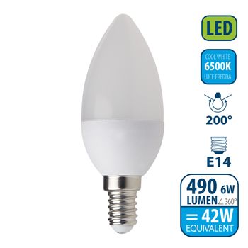 Bombilla LED SMD, esfera P45, 6W/490lm, casquillo E14, 6500K