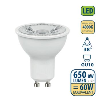 Bombilla Led Smd, Foco Gu10, 230v, 8w / 650lm, 4000k, 38°