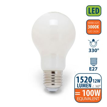 Bombilla Led De Filamento Opal, Estándar A60, 12w / 1520lm, Casquillo E27, 3000k