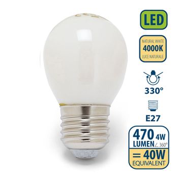 Bombilla De Filamento Led Opal, Esfera P45, 4w/470lm, Casquillo E27, 4000k