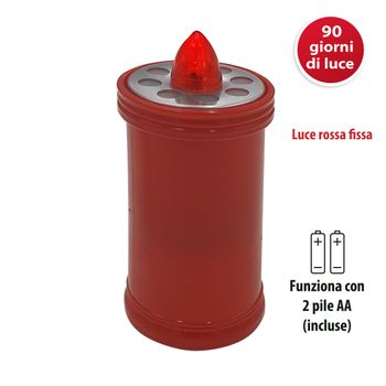 Vela Votiva Led 15,2cm, Duración 90 Días, Roja Con Luz Roja Fija