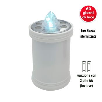 Vela Votiva De Led, 60 Días, Blanca Con Luz Blanca Intermitente. Alto: 12,9 Cm