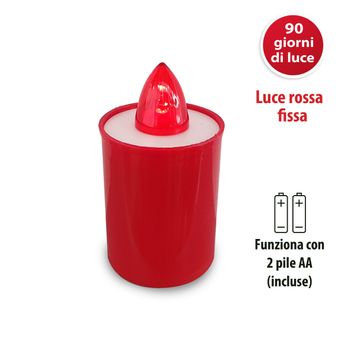 Vela Votiva Led 9 Cm, Duración 90 Días, Roja Con Luz Roja Fija