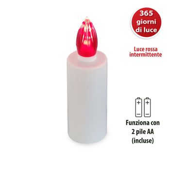 Infinity: Vela Votiva Led, 365 Días De Duración, Blanca Con Luz Roja Intermitente