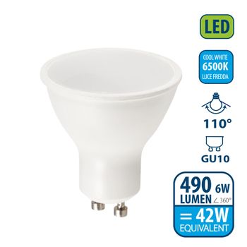 Bombilla Led Smd, Foco Gu10 Par16, 230v, 6w / 490lm, 4000k, 110 °