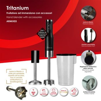 Frullatore Ad Immersione Ardes Tritanium Armix03 Elettrico 800w Acciaio Inox Nero