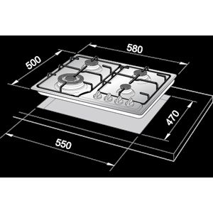 Placa Bosch Pcc6a5b90 Gas 3 Fuegos Inox 58x52 9 Niveles Potencia