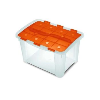 Caja Multiusos Home Box Naranja / Transparente 40l.