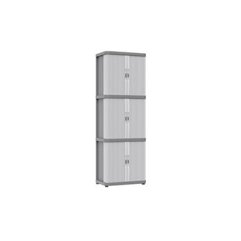 Armario Resina 3 Puertas Correderas 6 Estantes Gris Marca Terry