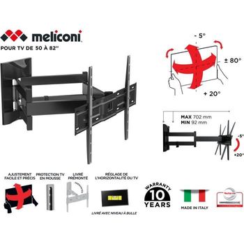 Meliconi 480867 Slim600 Sdrp Plus Pantógrafo Tv Soporte De Pared Para Tv De 50 '' A 82 '' (127-208 Cm) + Cable