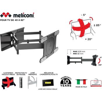 Meliconi 480870 Soporte De Pared Para Tv Tv Oled Sdrp Especial Tv Oled Inclinable Y Giratorio Gran Angular Para Tv