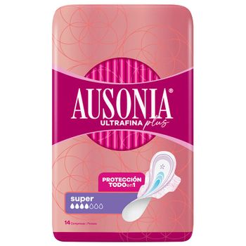 Ausonia Ultrafina Plus Compresas Super Con Alas 14 Unidades