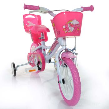 Bicicleta Infantil Para Niñas Y Niños Princesas 12 Pulgadas De 3 A 5 Años  Color Rosa Con Ruedines Y Porta Muñecas Delantero con Ofertas en Carrefour