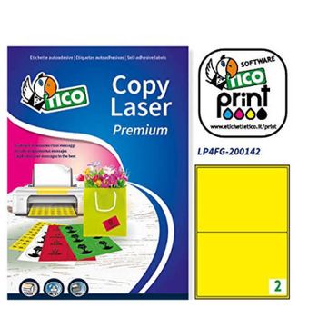 Caja 70 Hojas Etiquetas Amarillo Fluorescente Con Esquinas Redondas-láser/inyección De Tinta/fotocopiadoras-200x142 Mm Tico Lp4f