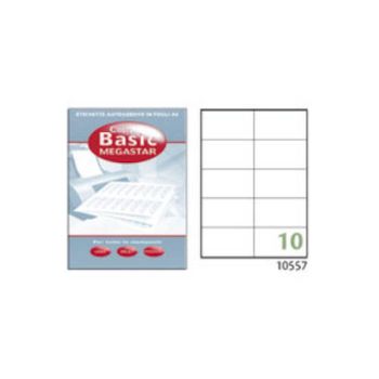 Caja 100 Hojas Etiquetas Blancas Con Márgenes-láser/inyección De Tinta/fotocopiadoras-105x57 Mm Megastar Lp4ms-10557