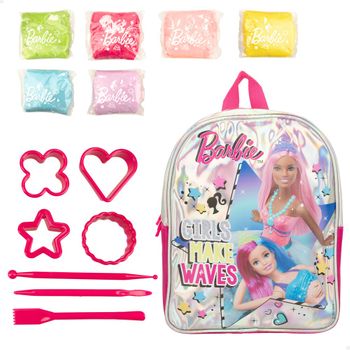 Barbie - Mochila Iridiscente Y Kit Creativo Con 600 G Plastilina De Colores, Utensilios Y Moldes Para Hacer Formas