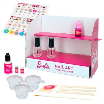 Barbie - Taller De Esmaltes Con Accesorios Para Crear Pintauñas Que Cambian De Color, Juguete +5 Años