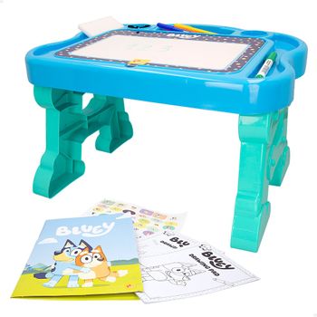 Bluey - Mesa Infantil Con Pizarra, Dibujos, Rotuladores Y Pegatinas Para Niños +3 Años