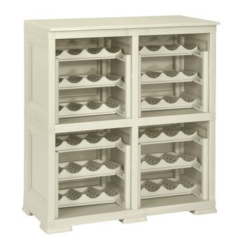 4 Estantería De Almacenamiento Modular Con Rejilla Para 48 Botellas Gris