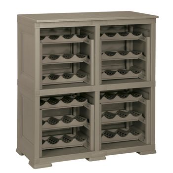 4 Estantería De Almacenamiento Modular Con Rejilla Para 48 Botellas Wengué