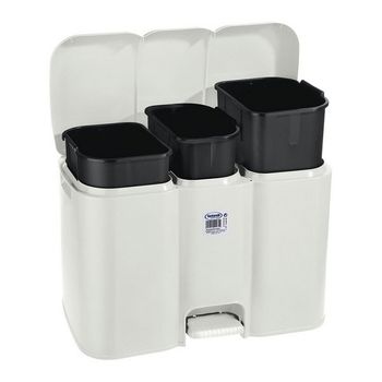 Cubo Para La Basura Con Pedal Parry Tontarelli 3 Compartimentos Blanco 40 L (58,5 X 32 X 41,5 Cm)