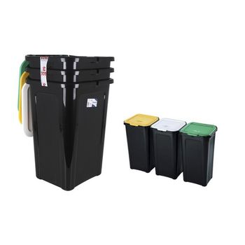 Cubo De Basura Para Reciclaje Tontarelli 44 L Negro (38,5 X 34,5 X 54,5 Cm) (3 Uds)