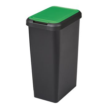 Papelera Tontarelli Touch&lift 45 Litros Negro Con Tapa Verde