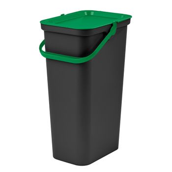 Papelera "moda" 25l Con Asa (cubo Negro-tapa Verde)